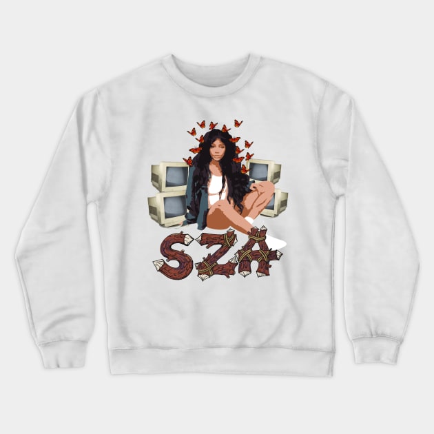 SZA's Artistry A Tapestry Of Emotion And Inspiration Crewneck Sweatshirt by Roselyne Lecocq